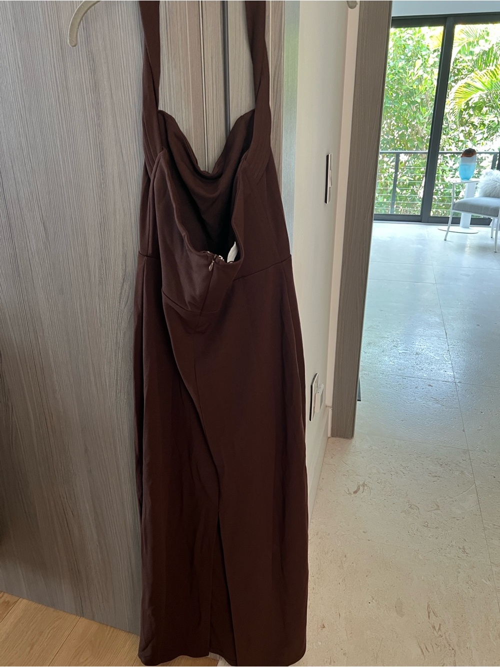 NWT REVOLVE Australia SHOWPO Salome bodycon midi dress halter chocolate US 8 - Picture 4 of 12
